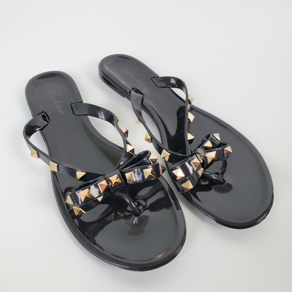 Studded Bow Rubber Flip Flops - Picture 13 of 13